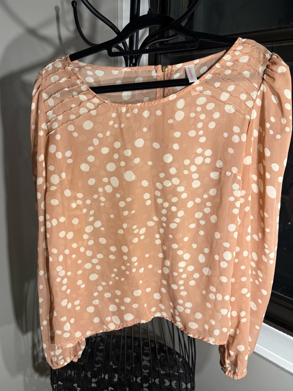 Xhilaration Peach Polka Dot Blouse